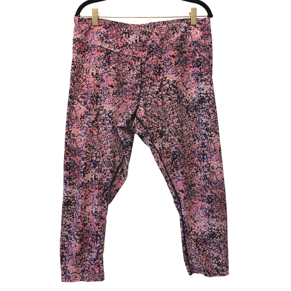 Calvin Klein Performance Pink Blue Splatter Print Capri Leggings‎ 1X Quick Dry
